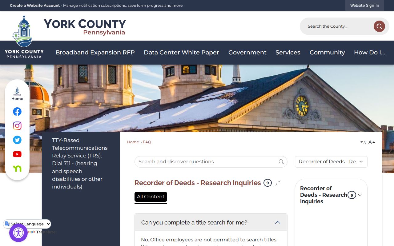 Dover Township previous residents deed-chain method at York County Recorder
